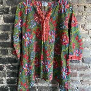 Exclusively for Signals Womens Lounge Pajamas Green Floral BOHO 2 Piece Set Sz M